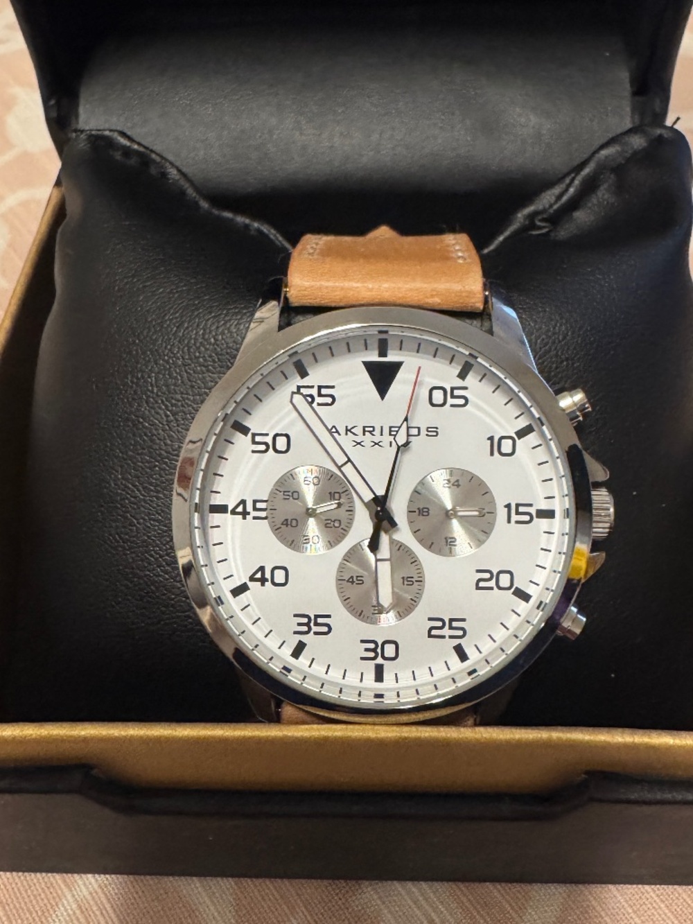 NEW Akribos XXIV Men's Swiss Quartz Leather Watch